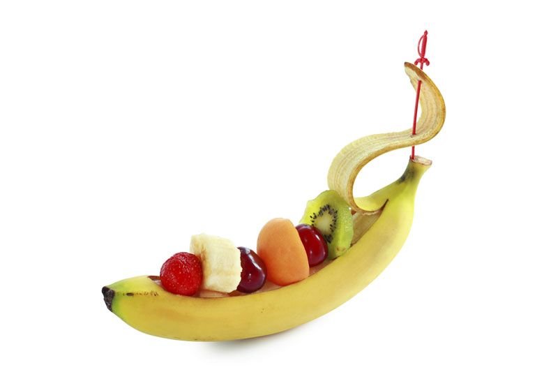 Obst schnitzen Bananenboot