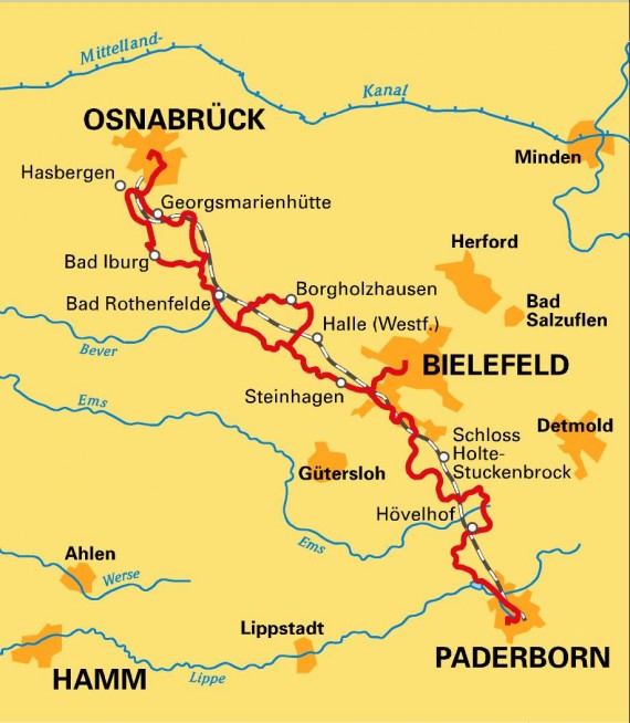 Fahrradstrecke zwischen Osnabrück und Paderborn