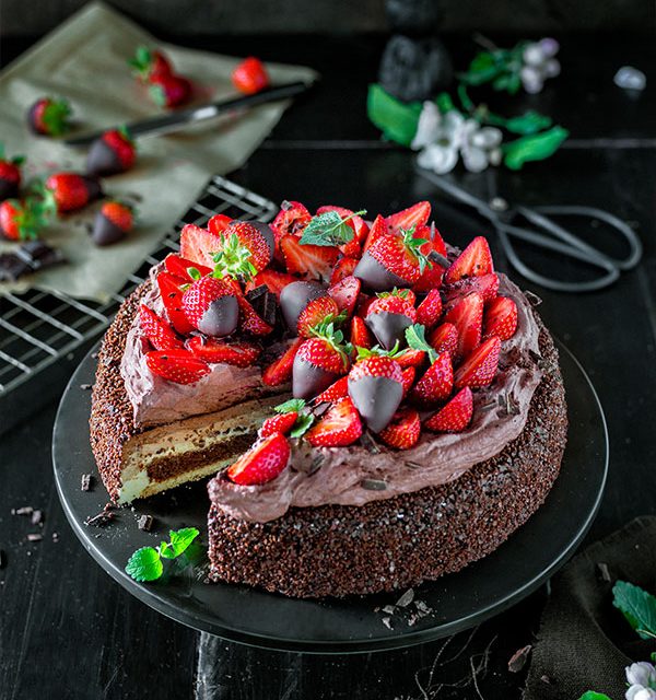 Schnelle Schokoladen-Erdbeer-Torte