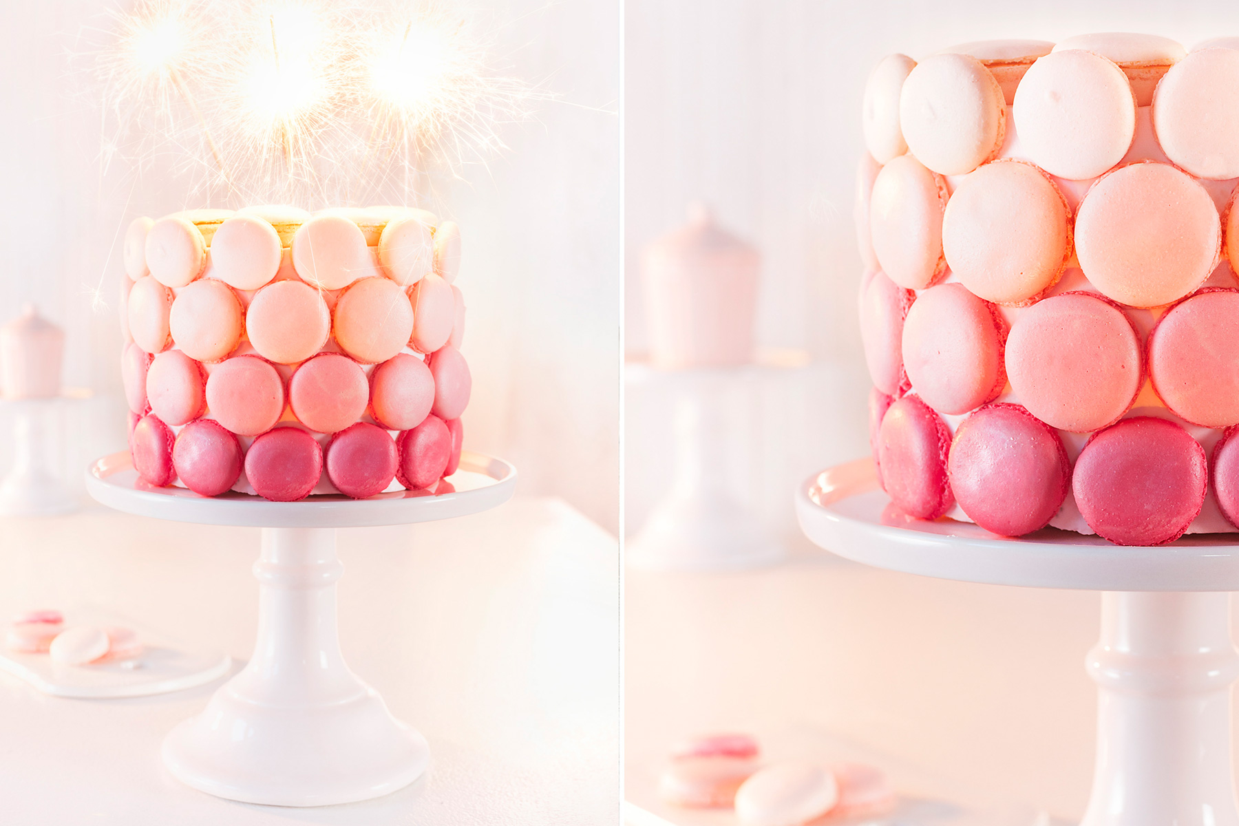 Geburtstagstorte Rezept und Idee dekoriert mit Macarons