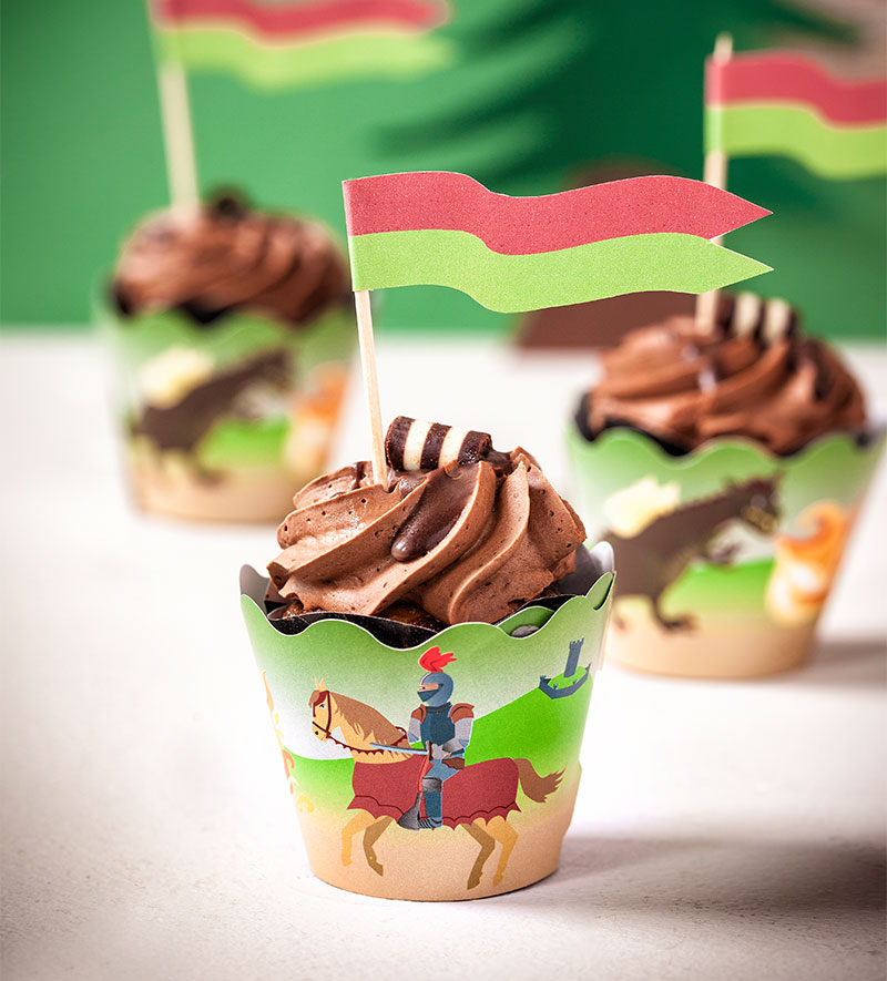 Cupcakes als Kindergeburtstagskuchen dekoriert für kleine Ritter