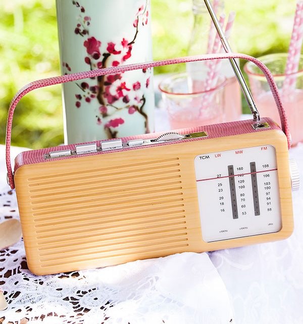 Nostalgisches Radio als Deko für Picknick mit Torte und Kuchen