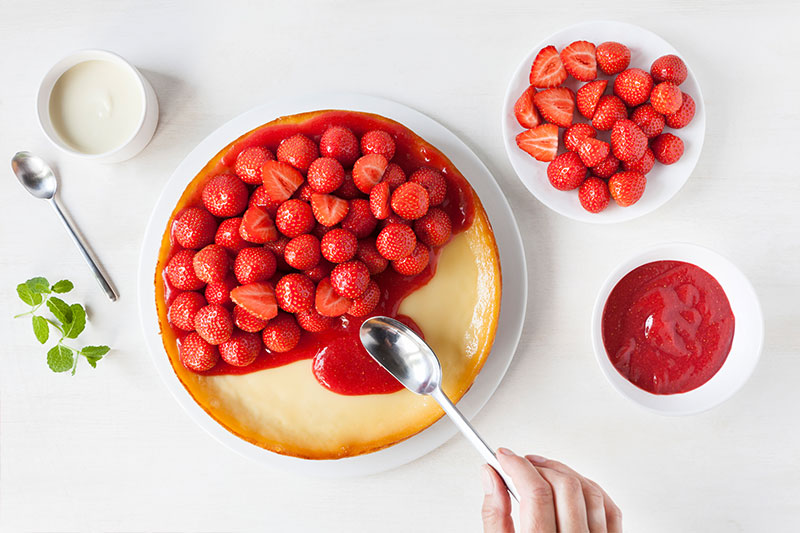 Zubereitung Erdbeerkuchen herstellen mit Erdbeerspiegel und Erdbeeren