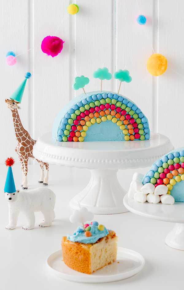 Regenbogenkuchen zum Kindergeburtstag Rezept » Rainbow-Layer-Cakes