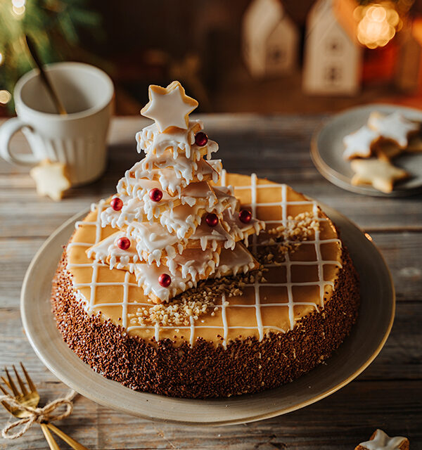 Haselnuss-Weihnachtsbaum Torte 17